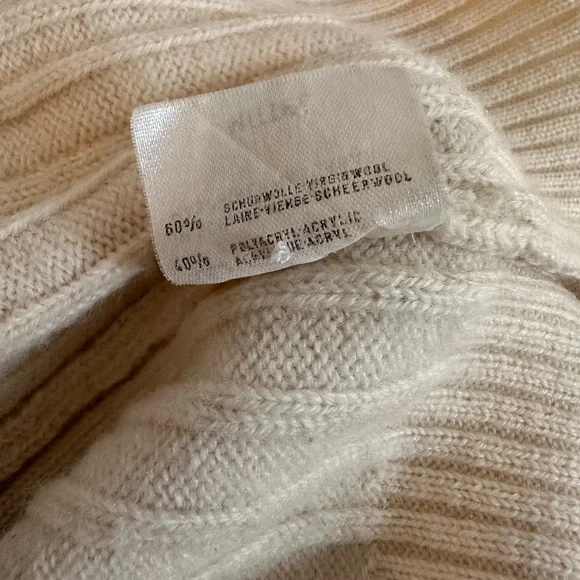 Bleyé Italy Cream Ribbed Wool Blend Cardigan Cropped V Neck Old Money Minimalist - Picture 4 of 9